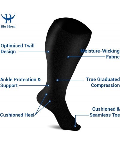 Knee High Compression Socks 15-20 mmHg 4X-Large Black/Beige (2-Pair) $8.80 Activewear