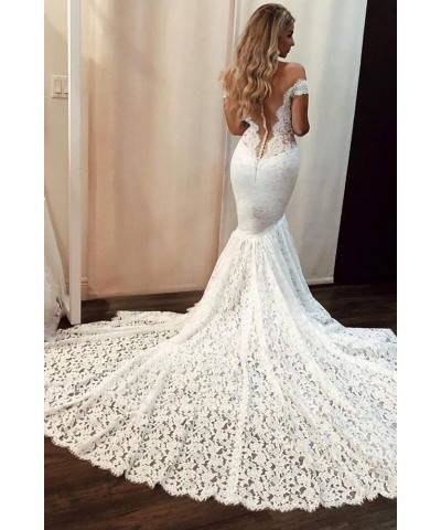 Women's Lace Wedding Dress for Bride Mermaid Bridal Dress GM-LLAP193 White-off Shoulder $68.60 Dresses