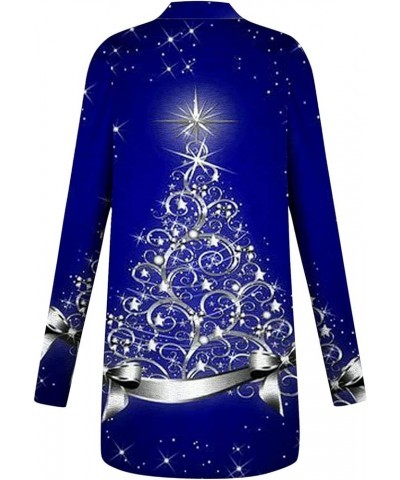 Cardigan For Women Christmas Casual Loose Plus Size Tops Jackets Fashion Print Open Front Long Sleeve Shirts Coats E Navy $8....