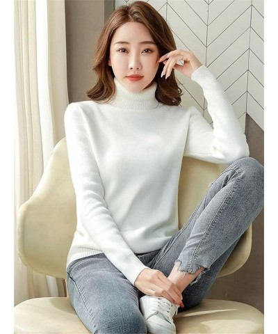 Winter Wool Thick Knitted Bottom Sweater,Wool Sweater,Womens Wool Turtleneck Sweater Blue $14.03 Sweaters