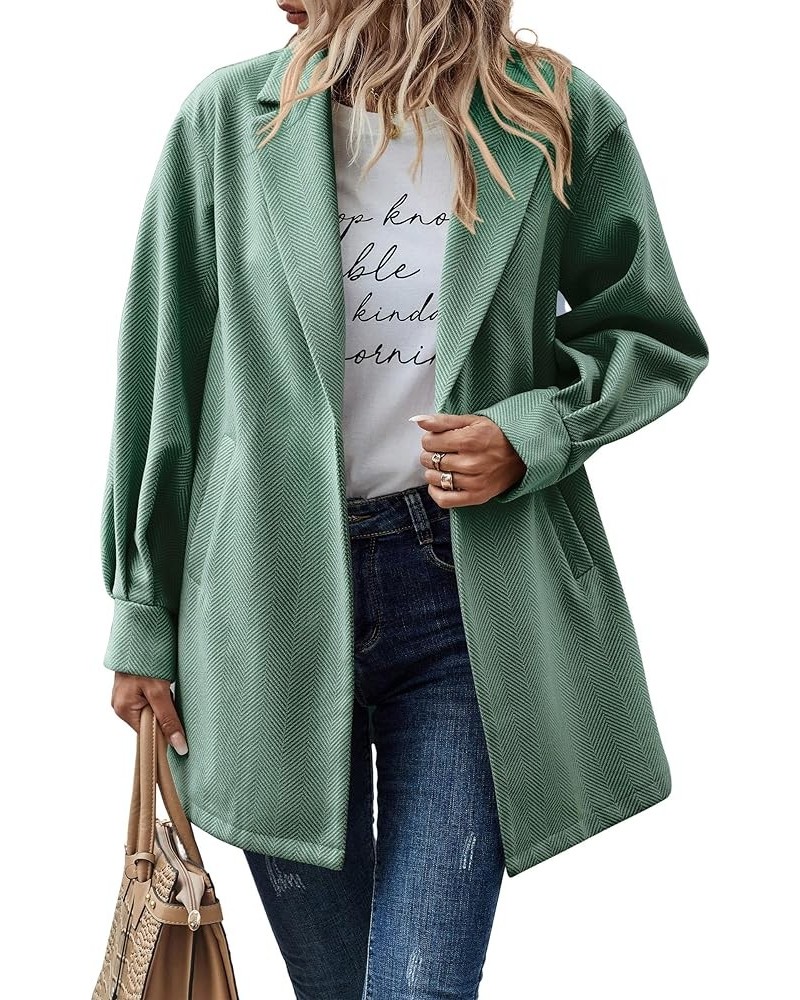 Women Casual Blazer Jacket - Long Sleeve Open Front Cardigan Lapel Button Work Office Blazers with Pockets Green $24.74 Suits