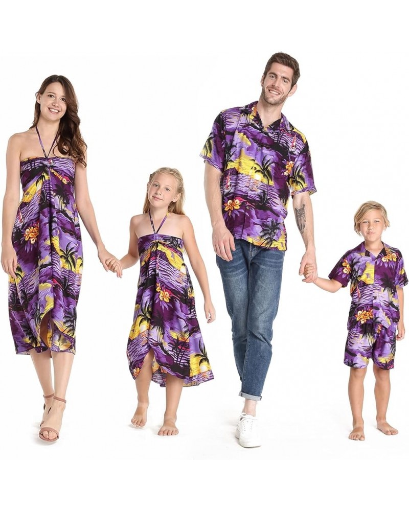 Matchable Family Hawaiian Luau Men Women Girl Boy Clothes in Sunset Purple Big Girl Girl Romper $9.60 Jewelry