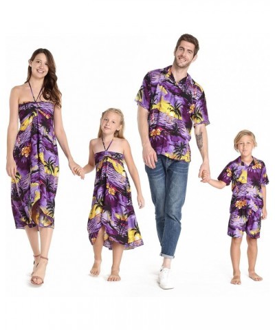 Matchable Family Hawaiian Luau Men Women Girl Boy Clothes in Sunset Purple Big Girl Girl Romper $9.60 Jewelry