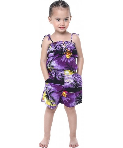 Matchable Family Hawaiian Luau Men Women Girl Boy Clothes in Sunset Purple Big Girl Girl Romper $9.60 Jewelry