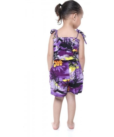 Matchable Family Hawaiian Luau Men Women Girl Boy Clothes in Sunset Purple Big Girl Girl Romper $9.60 Jewelry