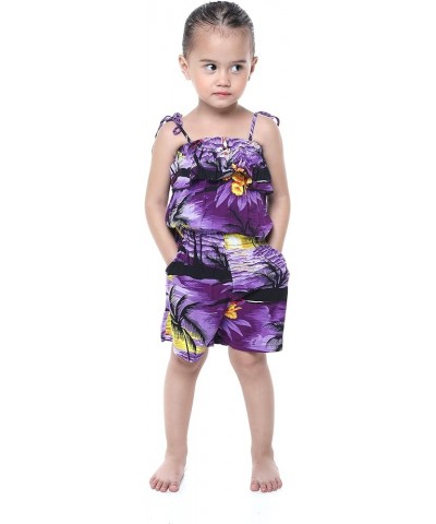 Matchable Family Hawaiian Luau Men Women Girl Boy Clothes in Sunset Purple Big Girl Girl Romper $9.60 Jewelry