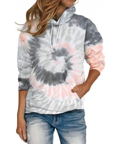 Tie Dye Print Hoodie Long Sleeve Drawstring Pullover Tops Loose Casual Sweatshirt For Women(S-XXL) 01-gray $19.79 Hoodies & S...