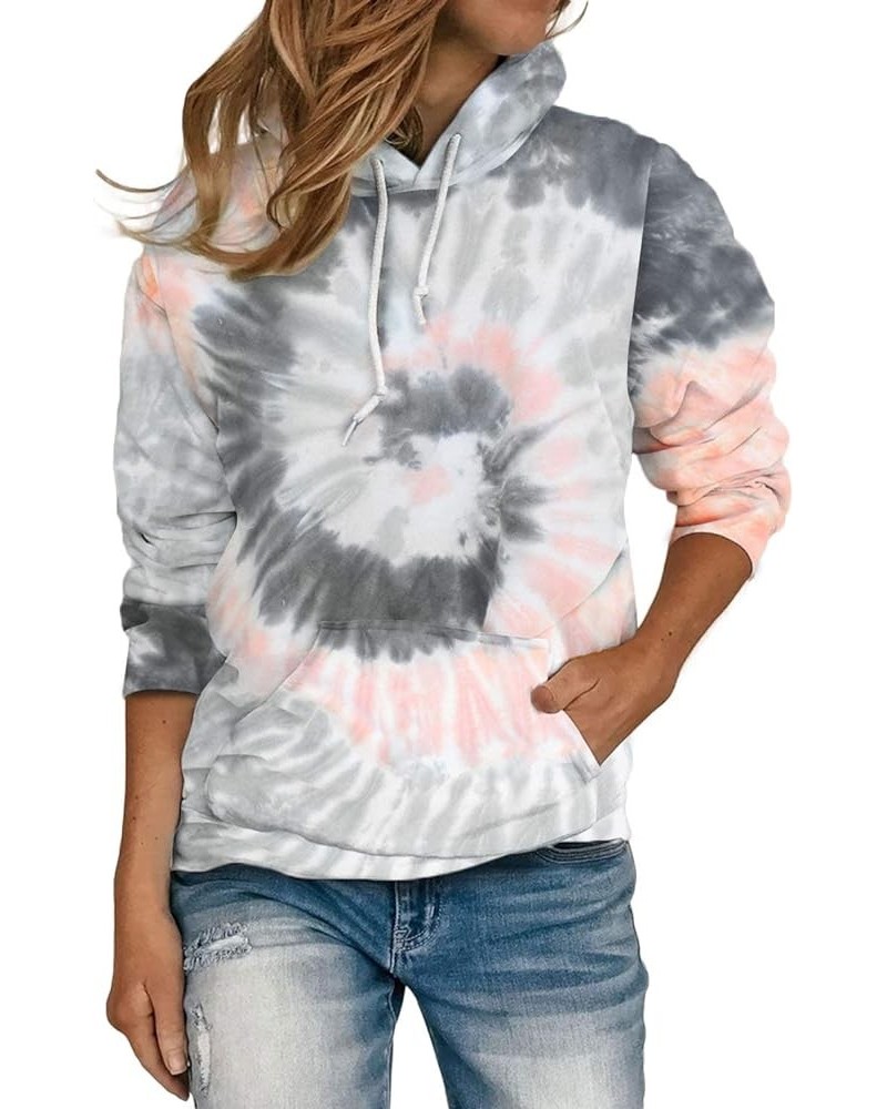 Tie Dye Print Hoodie Long Sleeve Drawstring Pullover Tops Loose Casual Sweatshirt For Women(S-XXL) 01-gray $19.79 Hoodies & S...