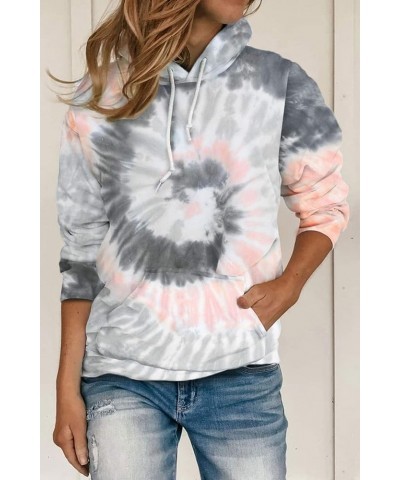 Tie Dye Print Hoodie Long Sleeve Drawstring Pullover Tops Loose Casual Sweatshirt For Women(S-XXL) 01-gray $19.79 Hoodies & S...