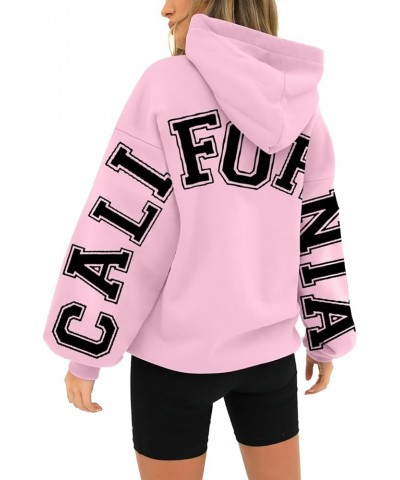 California Hoodies Sweatshirt for Women Long Sleeved Oversized Streetwear Printed Hoodie With Pockets Y2K Pink $10.99 Hoodies...