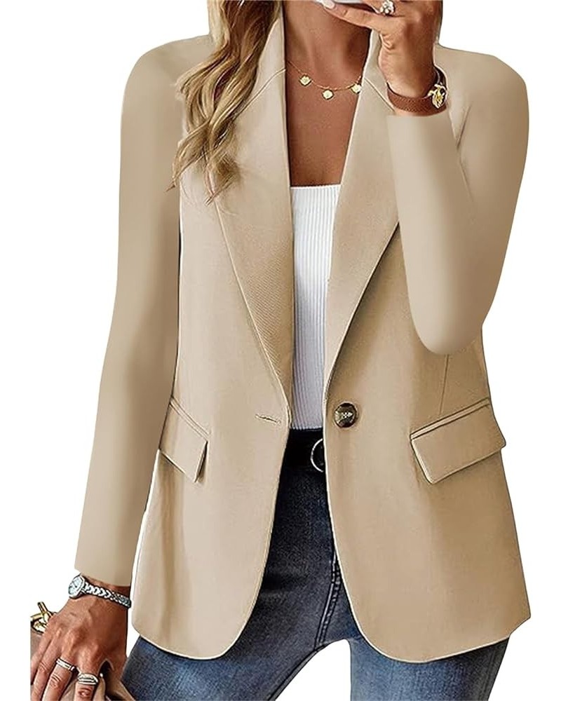 Womens Casual Business Blazers Work Office Casual Suit Jacket Long Sleeve Trendy Blazer Jacket Open Front Cardigan A-beige $2...