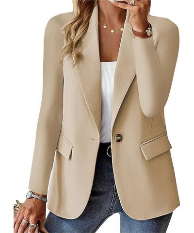 Womens Casual Business Blazers Work Office Casual Suit Jacket Long Sleeve Trendy Blazer Jacket Open Front Cardigan A-beige $2...