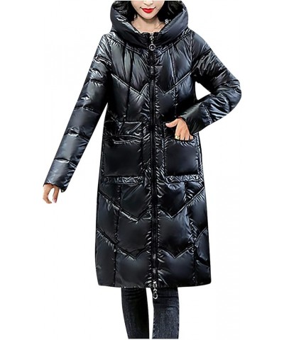 2023 Women's Long Down Coat Hooded Thickened Warm Winter Puffer Jacket Plus Size Floor Length Maxi Quilted Coats 03-black $25...