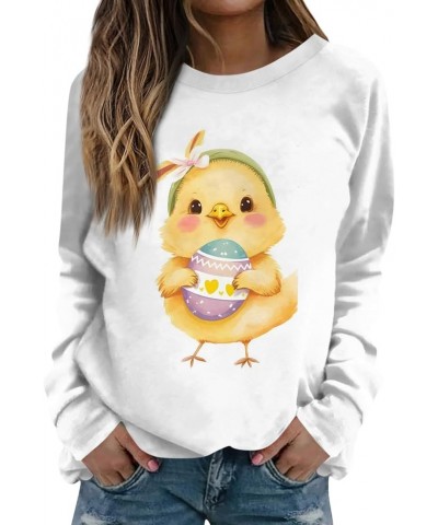 Easter Outfit Women Casual Loose Crew Neck Sweatshirts Long Sleeve Pullover Easter Eggs Bunny Print Shirts C-yellow $10.54 Ho...