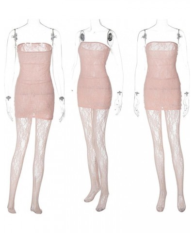 2 Piece Womens Dresses Sexy Lace Dress Off Shoulder Tube Mini Dress Top with Stockings Set S3211867g-coffee $10.91 Dresses