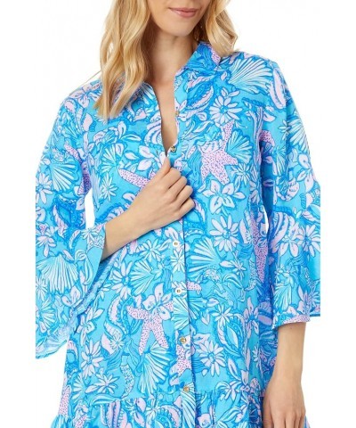 Linley Collared Cover-Up Amalfi Blue Sound the Sirens $66.88 Swimsuits