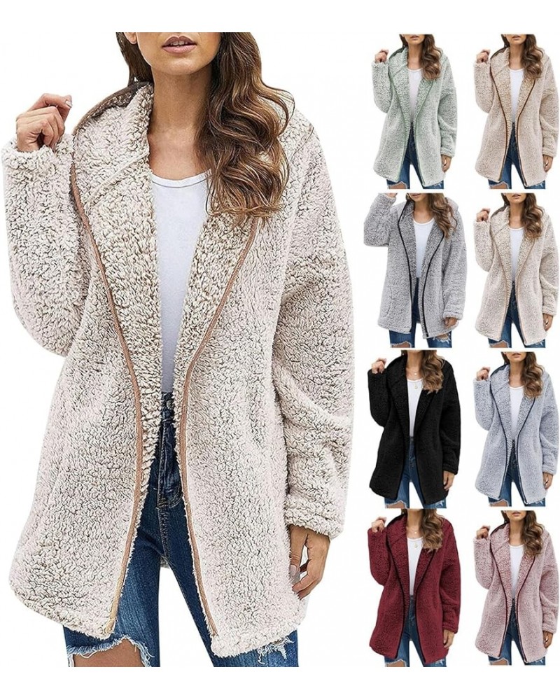 Winter Coats for Women Oversized Sherpa Jackets Warm Fuzzy Fleece Hoodies Zip up Hooded Parka Peacoat Outerwear A-green $10.8...