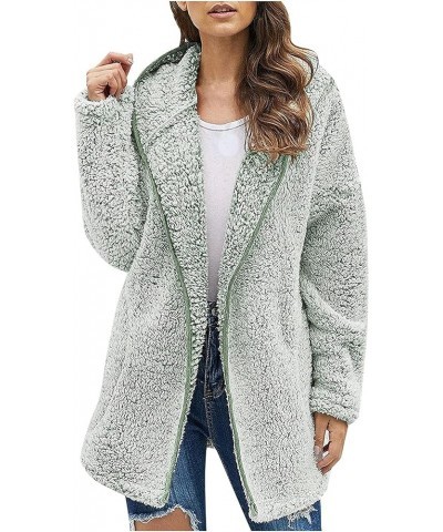 Winter Coats for Women Oversized Sherpa Jackets Warm Fuzzy Fleece Hoodies Zip up Hooded Parka Peacoat Outerwear A-green $10.8...