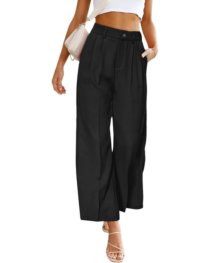 Women's Elastic High Waisted Dress Pants Business Casual Work Pants Cropped Trousers Black $12.26 Pants