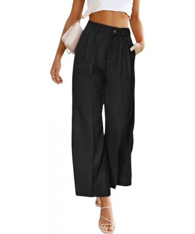 Women's Elastic High Waisted Dress Pants Business Casual Work Pants Cropped Trousers Black $12.26 Pants