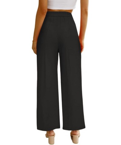 Women's Elastic High Waisted Dress Pants Business Casual Work Pants Cropped Trousers Black $12.26 Pants