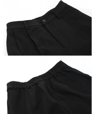 Women's Elastic High Waisted Dress Pants Business Casual Work Pants Cropped Trousers Black $12.26 Pants