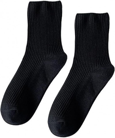 Women Cute Crew Socks Athletic Casual Slouch Socks for Girls Neutral Cotton Socks 1 Pair Black $6.47 Activewear