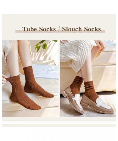 Women Cute Crew Socks Athletic Casual Slouch Socks for Girls Neutral Cotton Socks 1 Pair Black $6.47 Activewear