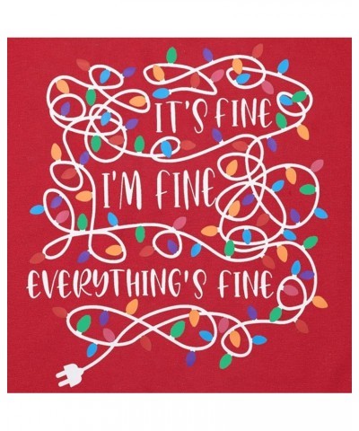 It's Fine Im Fine Everythings Fine Tshirt Women Christmas Shirts Casual Short Sleeve Letter Printed Tees Tops Red $10.78 T-Sh...