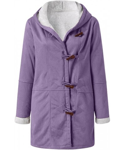 Women's Fleece Winter Warm Jackets Sherpa Lined Fuzzy Coats Button Down Casual Collar Outerwear Loose Teddy Coats 023 Purple ...