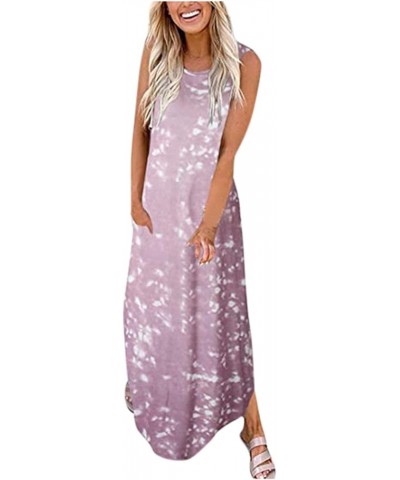 Women's Summer Dresses 2023 Casual Loose Sundress Wedding Guest Sleeveless Maxi Beach Plus Size Dress with Pockets A18-pink $...