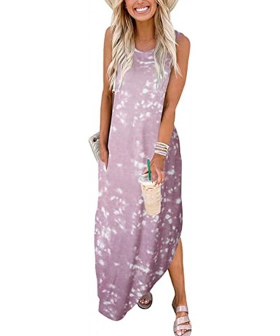 Women's Summer Dresses 2023 Casual Loose Sundress Wedding Guest Sleeveless Maxi Beach Plus Size Dress with Pockets A18-pink $...