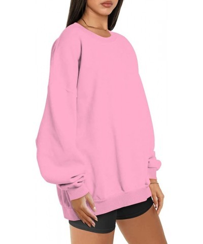 Women Oversized Crewneck Sweatshirts Solid Basic Pullover Sweater Long Sleeve Hoodie Winter Y2K Ouffits Clothes Pink 3 $6.23 ...