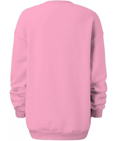 Women Oversized Crewneck Sweatshirts Solid Basic Pullover Sweater Long Sleeve Hoodie Winter Y2K Ouffits Clothes Pink 3 $6.23 ...