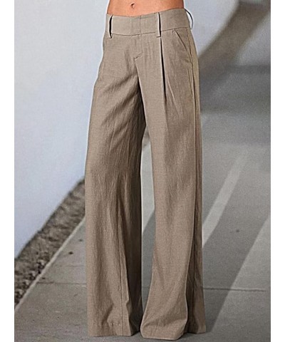 Women's Casual Mid Waist Flap Pocket Cargo Pants Wide Leg Baggy Jeans 2023 Trendy Khaki $24.20 Jeans