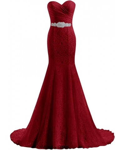 Women's Lace Mermaid Bridal Wedding Dresses Wine Red $36.75 Dresses