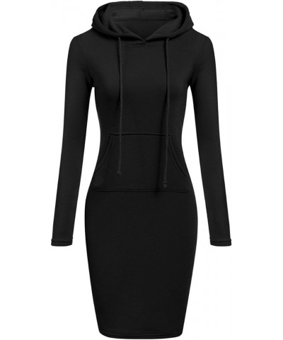 Women's Casual Hooded Hoodie Long Sleeve Sweater Pocket Bodycon Tunic Dress Top Black $15.67 Hoodies & Sweatshirts