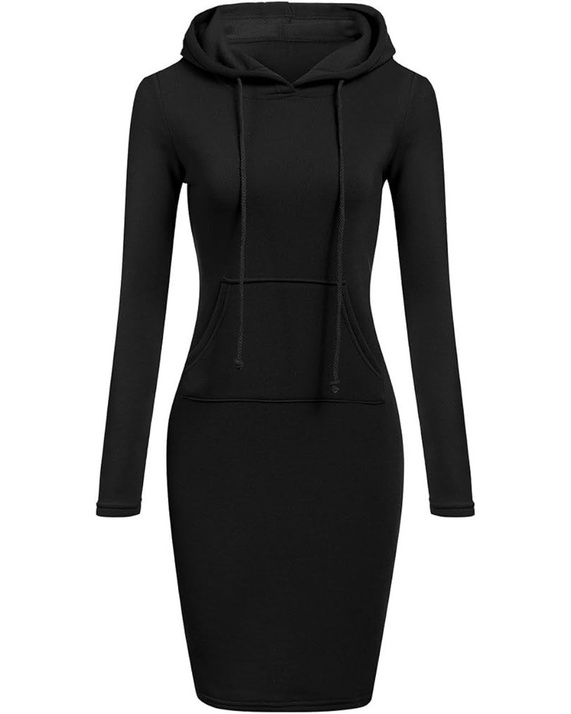 Women's Casual Hooded Hoodie Long Sleeve Sweater Pocket Bodycon Tunic Dress Top Black $15.67 Hoodies & Sweatshirts