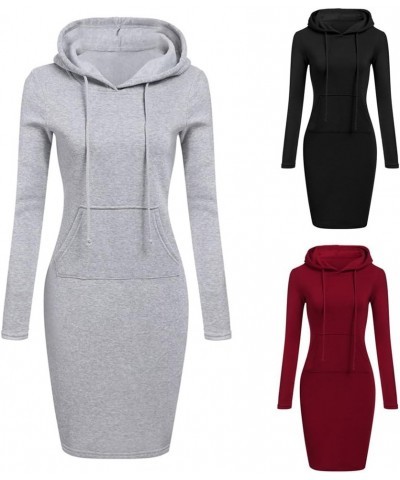 Women's Casual Hooded Hoodie Long Sleeve Sweater Pocket Bodycon Tunic Dress Top Black $15.67 Hoodies & Sweatshirts