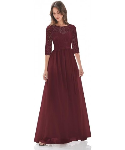 GORCENT Crew Neck Chiffon Mother of The Bride Dress A Line Lace Applique Wedding Guest Dress Ruched Long Formal Dress Grape $...