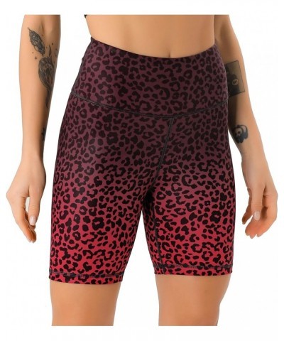 Women's High Waist Print Workout Yoga Shorts with 2 Hidden Pockets, Non See-Through Tummy Control Athletic Shorts Red Gradual...