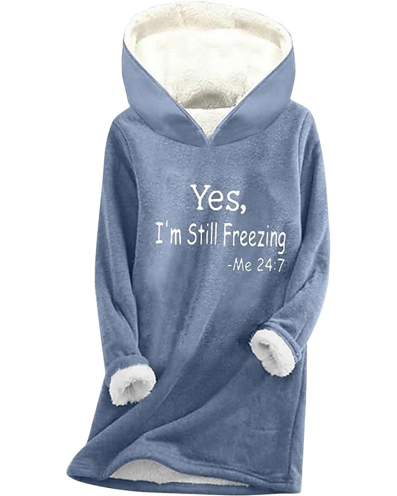 Yes I'm Still Freezing Sweatshirts Women Plus Size Winter Warm Fuzzy Hoodies Fashion Crewneck Sherpa Sweatshirts Tops Hood-1 ...