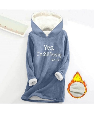 Yes I'm Still Freezing Sweatshirts Women Plus Size Winter Warm Fuzzy Hoodies Fashion Crewneck Sherpa Sweatshirts Tops Hood-1 ...