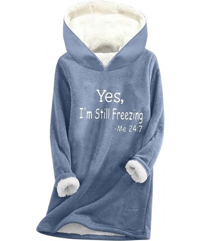 Yes I'm Still Freezing Sweatshirts Women Plus Size Winter Warm Fuzzy Hoodies Fashion Crewneck Sherpa Sweatshirts Tops Hood-1 ...