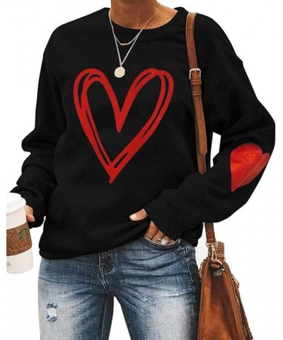 Women Valentine's Day Sweatshirt Love Heart Grahic Print Shirt Casual Love Pullover Long Sleeve Blouse Tops Black $12.11 Hood...