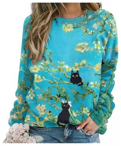 Women's Flower Butterfly Print Sweatshirt Casual 3D Print Oversized Long Sleeve Crewneck Pullover Tops Blouse Shirts Almond B...