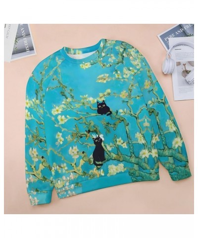 Women's Flower Butterfly Print Sweatshirt Casual 3D Print Oversized Long Sleeve Crewneck Pullover Tops Blouse Shirts Almond B...