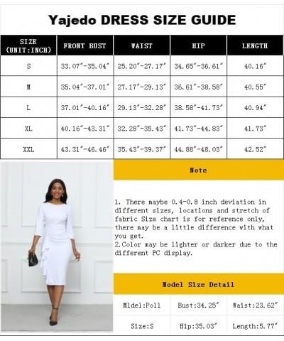 Church Dresses for Women 3/4 Sleeve Bodycon Ruffle Vintage Work Midi Pencil Dress 1seal Brown $26.54 Dresses