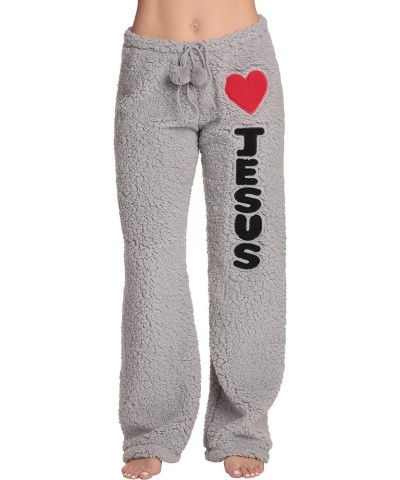 Women Plush Pajama Pants Grey - Heart Jesus $13.74 Sleep & Lounge