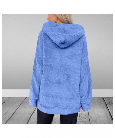 Women Oversized Sherpa Fleece Hoodies Long Sleeve Casual Hooded Pullover Drawstraing Warm Sweatshirts with Pocket 03 Blue $11...